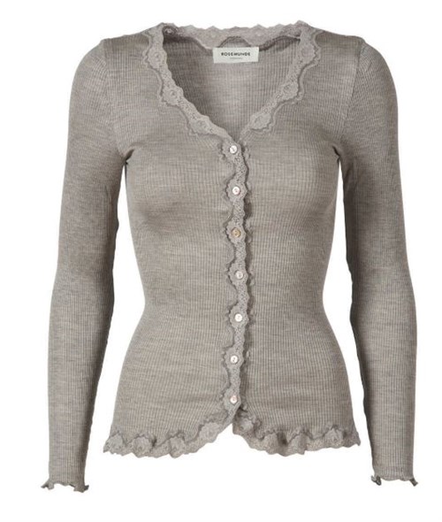 Rosemunde Babette V-hals Blonde Cardigan, Lys grå